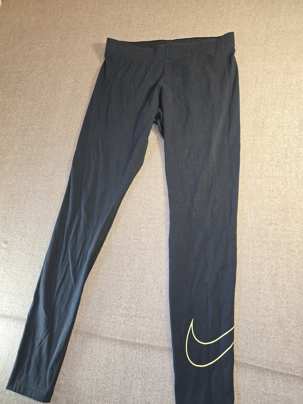 Nike Black Leggings with Gradiant Yellow To Coral Swoosh Women's Med